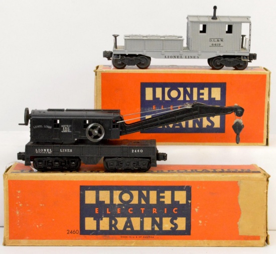 Lionel postwar O gauge 2460 crane and 6419 work caboose