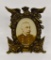 Spanish American War Framed Picture of Admiral Dewey in Antique Brass S.A. War Frame