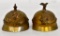 Two WWI German Miniature Metal Pickelhaube Helmets