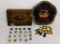 Neat grouping of Las Vegas items Tip Tray Poker Chips Good Luck Tokens Menus