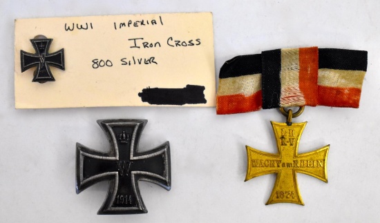 Grouping of three WWI German Small Iron Crosses