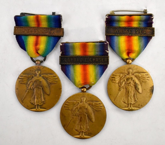 Grouping of three WWI US Naval Service Medals