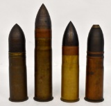 Four WWI 37mm Artillery Shells