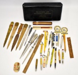 Grouping of Vintage Life Insurance Letter Openers and Bullet Pencils