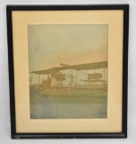 Fantastic Rare EARLY Aviation Airplane Framed Colorized Photograph