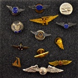 Thirteen Vintage Civilian & Defense Aviation Related Wings Pins