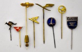 Nine Vintage Civilian / Commercial Aviation Stick Pins