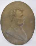 Large Brass President Abraham Lincoln Oval Plaque