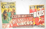 Three 1930's Vintage Circus Posters Clyde Beatty Kay Bros