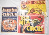 Three 1930's Vintage Circus Posters Tom Mix Dan Rice and Stahler Bros.