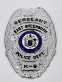 1980's East Greenbush, NJ Sergeant K9 Officer Police Badge