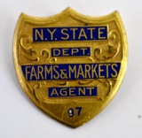 Vintage New York State Department of Farms and Markets Agent Badge