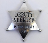 Vintage Marion County Deputy Sheriff Police Badge