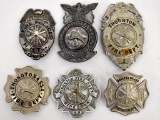 Grouping of six 1950's to present firefighter fire department badges