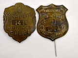 Two early 20th century Philippines Police / Fire Control brass badges