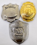 Grouping of three Foreign Police Badges Polizia Guardia