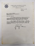 FBI Federal Bureau of Investigation Director J. Edgar Hoover signed letter