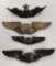 Grouping of Four US WWII Pilots Wings