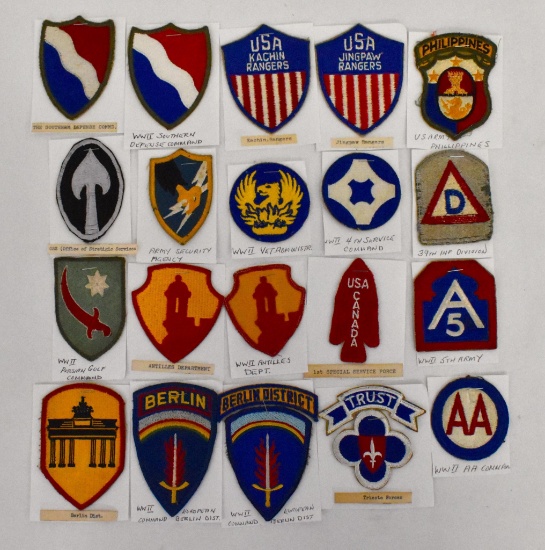 Grouping of 20 WWII era US Army patches
