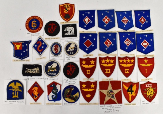 Grouping of 31 WWI WWII Navy and Marines Patches