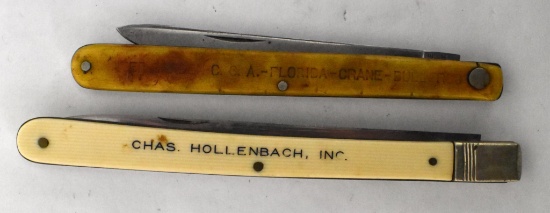 Two vintage advertising pocket knives