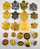 Large Grouping of US Army Military Hat Devices badges