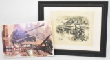 Unidentified WWII German Battlefield Art Pencil Sketch and Liska Book