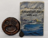 Grouping of WWII Era Third Reich items with Hitler Copper Ash Tray