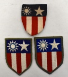 Grouping of three US WWII CBI Patches