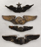 Grouping of Four US WWII Pilots Wings
