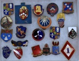 Group of Twenty WWII US Enameled Unit Regiment Pins