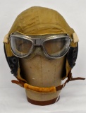 US WWII US Army Air Corps Flyer Cap and Goggles on Mannequin Head