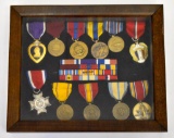 Unattributed Grouping of WWII Medals in Frame