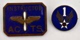 WWII US Army Air Corps Enameled ACTS Instructor Pin & 1st AAC Pin