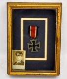 WWII German Nazi Second 2nd Class Iron Cross Framed with Photograph