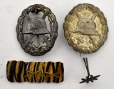 Two WWII German Nazi Wound Badges and Ribbon Bar