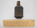 WWII Japanese Type 97 Hand Grenade with Hand Written Letter INERT