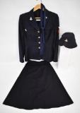 WWII US Navy WAVES Womens Uniform Jacket Skirt Hat and Tie