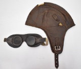 WWII era Leather Pilots Cap & Goggles
