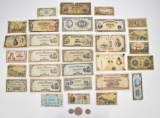 Thirty Pieces of WWII Japanese Paper Money plus Coins