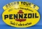 1968 Pennzoil two-sided porcelain sign