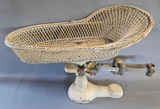 Antique cast-iron, baby scales from hospital maternity ward
