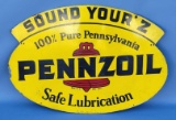 1968 Pennzoil two-sided porcelain sign