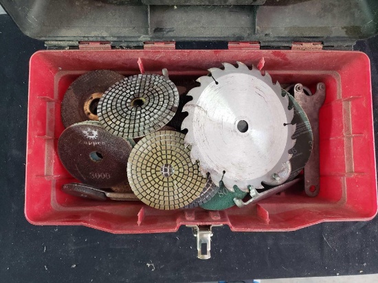 Plastic Tool Box filled with Sandy pads and fittings