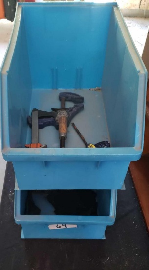 Blue organizer totes with 3 clamps
