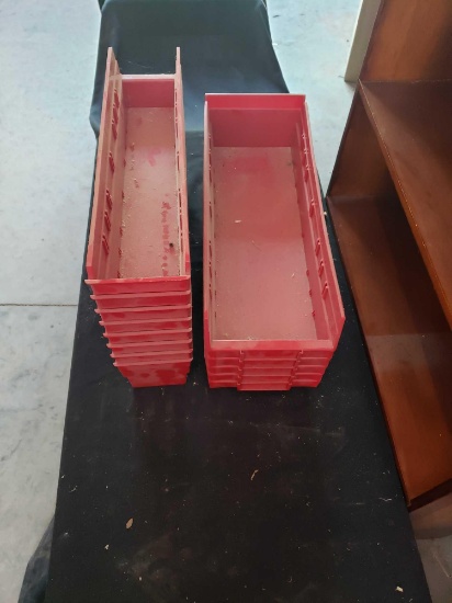 Red plastic shop organizers