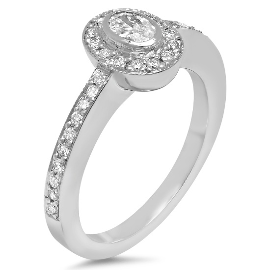 18K White Gold Halo 0.32K Diamond Ring