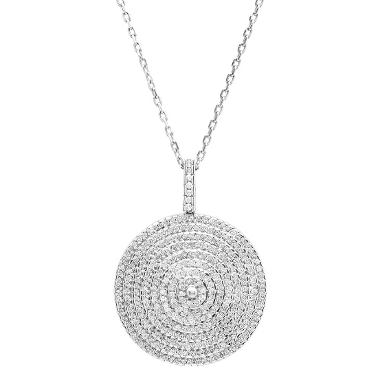 18K White Gold Eternal Circles Necklace Accented with Pave White Diamonds