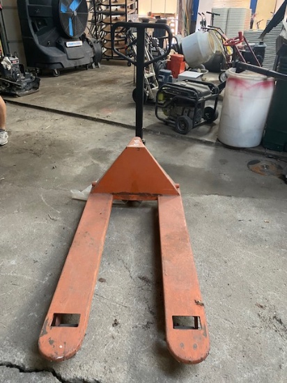 Orange pallet jack