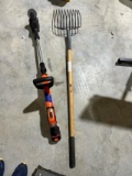 Battery operated weed eater/pitch fork